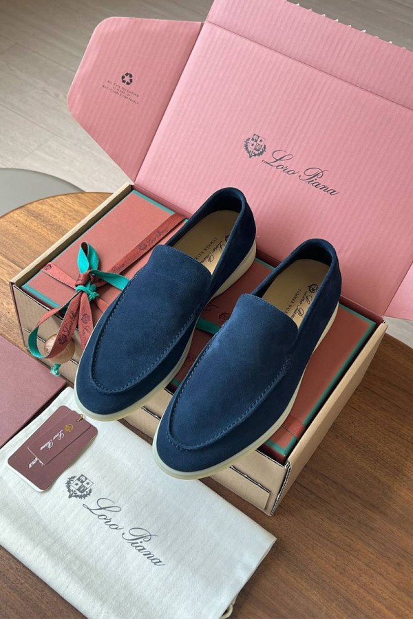 Замшевые лоферы Loro Piana Premium - Navy
