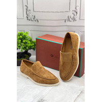 Замшевые лоферы Loro Piana Summer Walk - Beige
