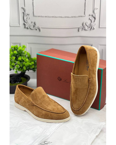 Замшевые лоферы Loro Piana Summer Walk - Beige