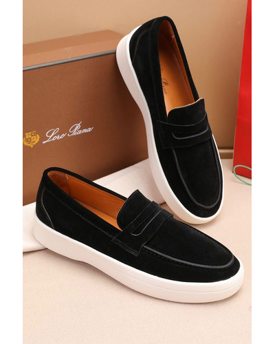 Замшевые лоферы Loro Piana Summer Walk - Black