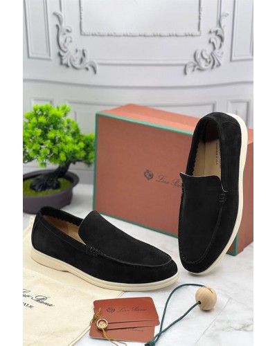 Замшевые лоферы Loro Piana Summer Walk - Black