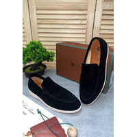 Замшевые лоферы Loro Piana Summer Walk - Black / White