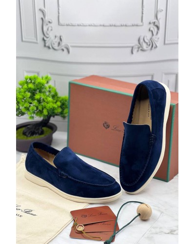 Замшевые лоферы Loro Piana Summer Walk - Blue