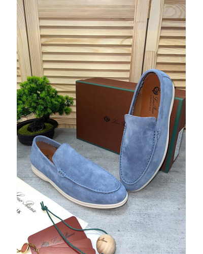 Замшевые лоферы Loro Piana Summer Walk - Blue