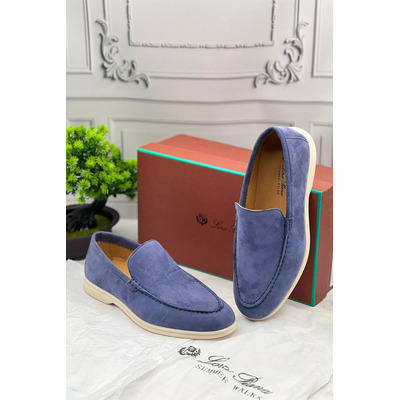 Замшевые лоферы Loro Piana Summer Walk - Blue