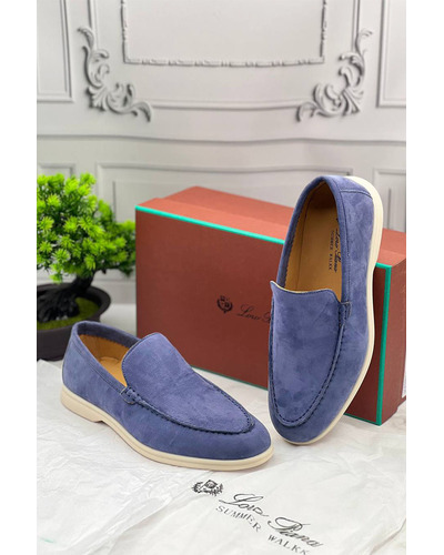 Замшевые лоферы Loro Piana Summer Walk - Blue
