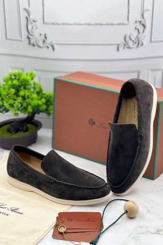 Замшевые лоферы Loro Piana Summer Walk - Dark Grey