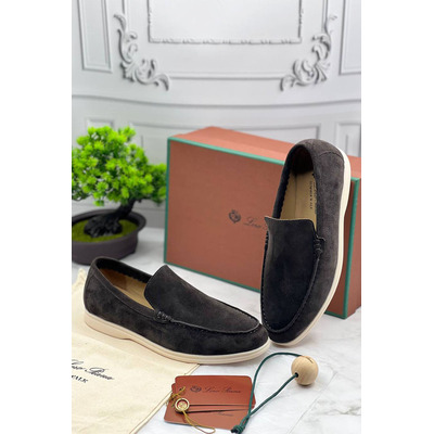 Замшевые лоферы Loro Piana Summer Walk - Dark Grey