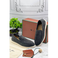 Замшевые лоферы Loro Piana Summer Walk - Grey