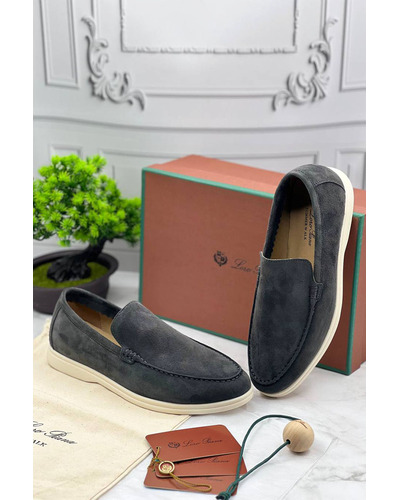 Замшевые лоферы Loro Piana Summer Walk - Grey