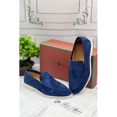 Замшевые лоферы Loro Piana Summer Walk - Navy