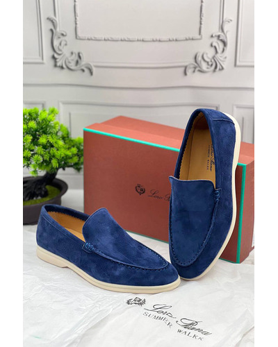 Замшевые лоферы Loro Piana Summer Walk - Navy