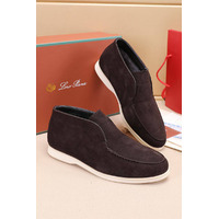 Замшевые лоферы с мехом Loro Piana Open Walk - Brown