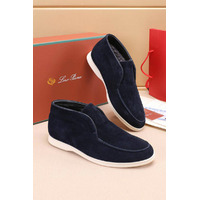 Замшевые лоферы с мехом Loro Piana Open Walk - Navy