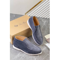 Замшевые лоферы с меховой стелькой Loro Piana Open Walk - Blue