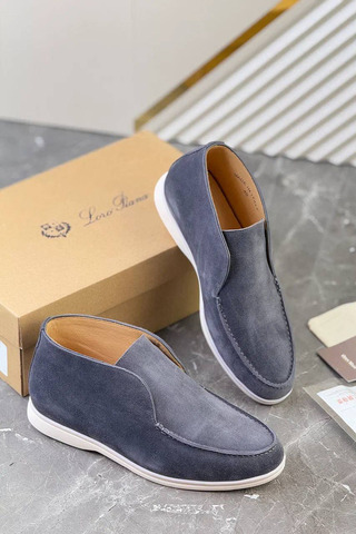 Замшевые лоферы с меховой стелькой Loro Piana Open Walk - Blue