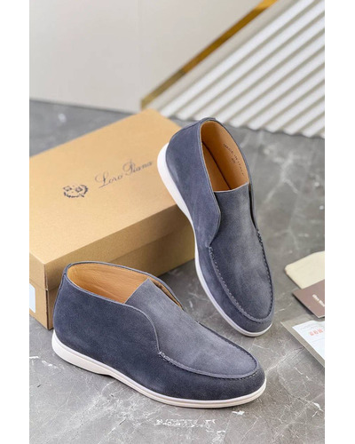 Замшевые лоферы с меховой стелькой Loro Piana Open Walk - Blue