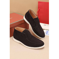 Замшевые лоферы с меховой стелькой Loro Piana Open Walk - Brown