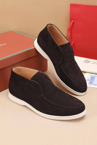 Замшевые лоферы с меховой стелькой Loro Piana Open Walk - Brown