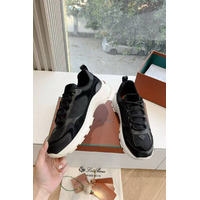 Женские кожаные кроссовки Loro Piana Premium - Black