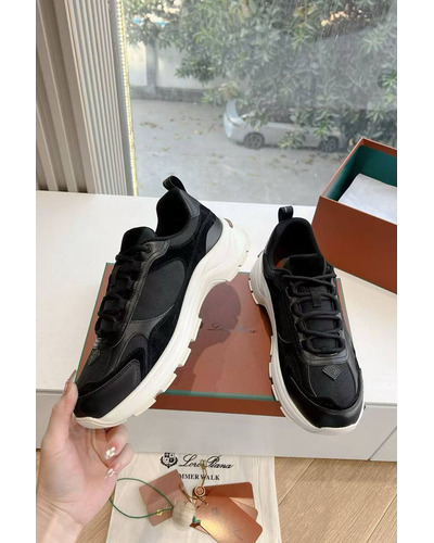 Женские кожаные кроссовки Loro Piana Premium - Black