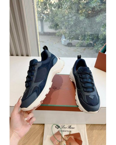 Женские кожаные кроссовки Loro Piana Premium - Blue