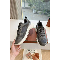 Женские кожаные кроссовки Loro Piana Premium - Grey