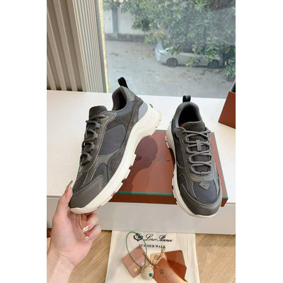 Женские кожаные кроссовки Loro Piana Premium - Grey