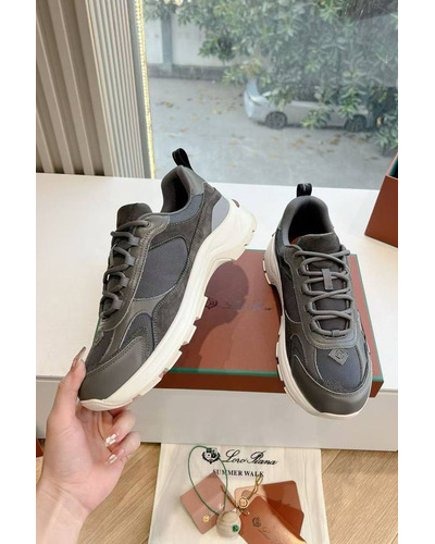 Женские кожаные кроссовки Loro Piana Premium - Grey