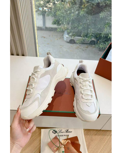 Женские кожаные кроссовки Loro Piana Premium - White