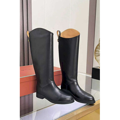 Женские кожаные сапоги Loro Piana premium - Black
