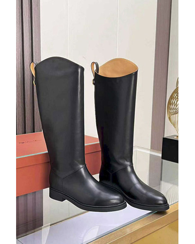 Женские кожаные сапоги Loro Piana premium - Black