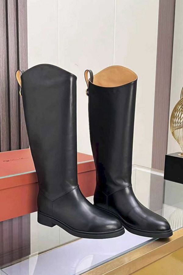 Женские кожаные сапоги Loro Piana premium - Black