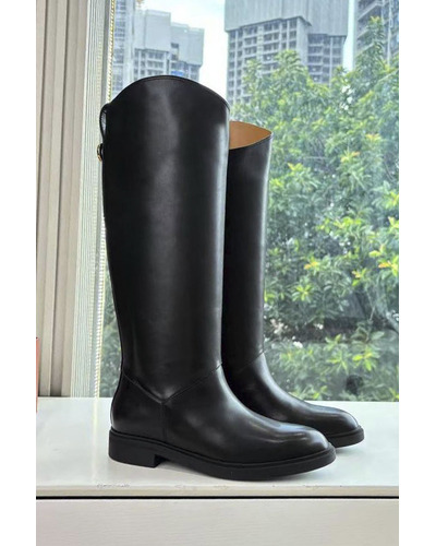 Женские кожаные сапоги Loro Piana premium - Black