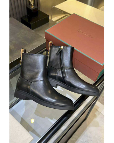 Женские кожаные сапоги Loro Piana premium - Black