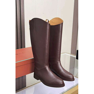 Женские кожаные сапоги Loro Piana premium - Brown