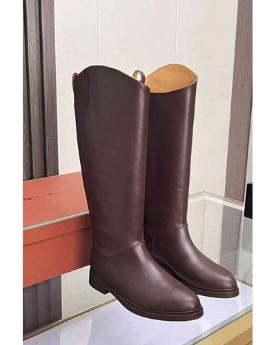 Женские кожаные сапоги Loro Piana premium - Brown