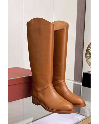 Женские кожаные сапоги Loro Piana premium - Chestnut