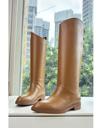 Женские кожаные сапоги Loro Piana premium - Chestnut