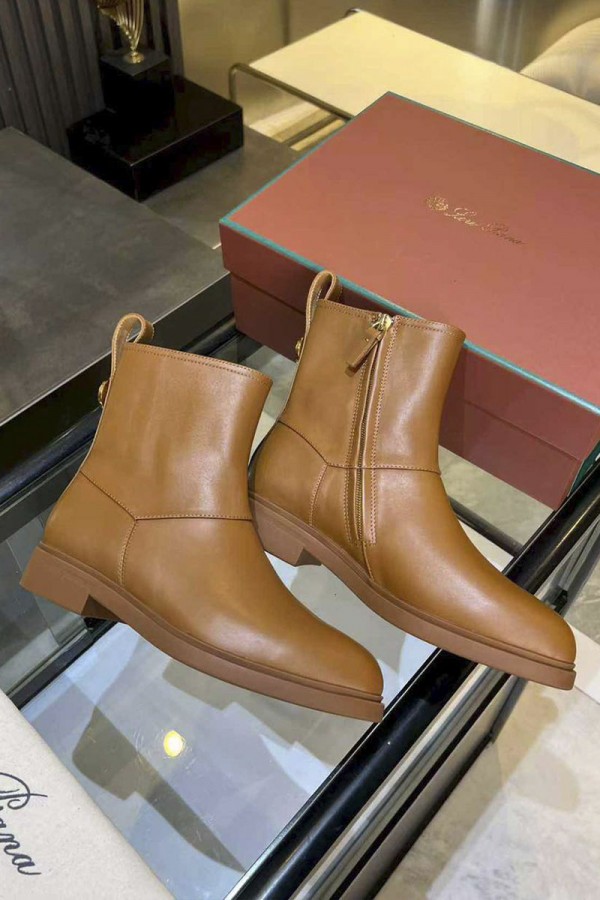 Женские кожаные сапоги Loro Piana premium - Chestnut
