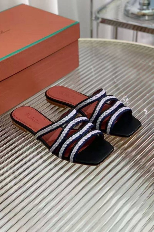 Женские кожаные шлёпанцы Loro Piana Premium