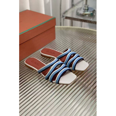 Женские кожаные шлёпанцы Loro Piana Premium