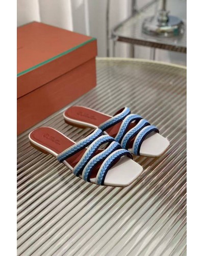 Женские кожаные шлёпанцы Loro Piana Premium