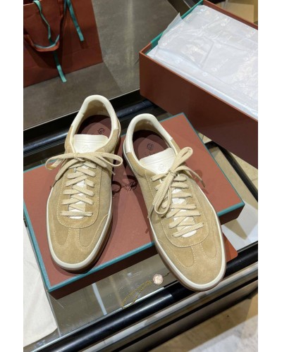 Женские замшевые кроссовки Loro Piana Premium - Beige