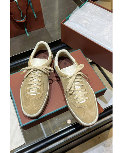 Женские замшевые кроссовки Loro Piana Premium - Beige