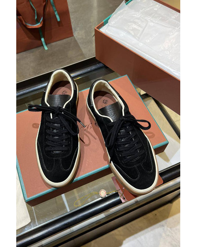 Женские замшевые кроссовки Loro Piana Premium - Black