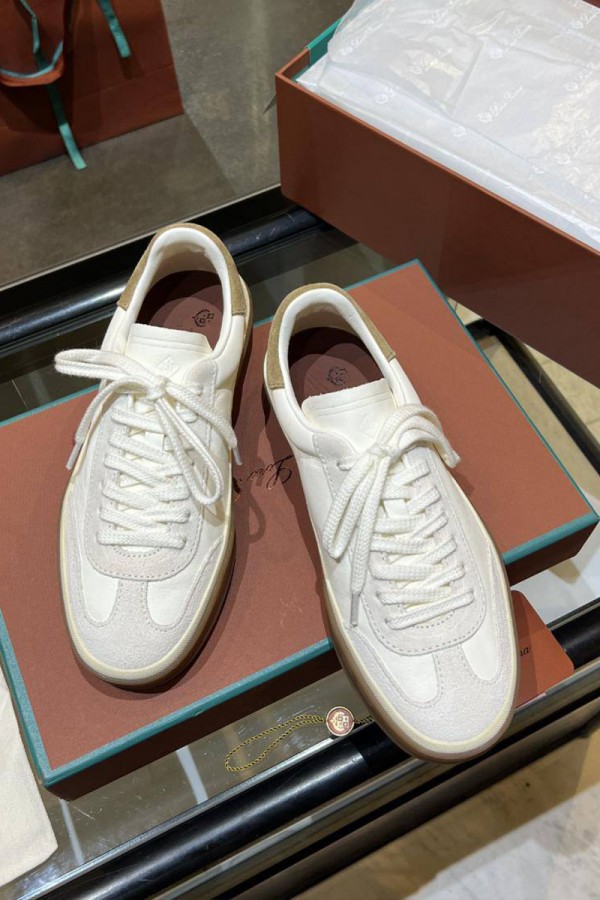 Женские замшевые кроссовки Loro Piana Premium - White