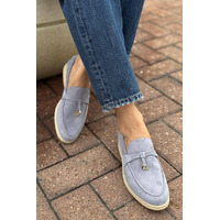 Женские замшевые лоферы Loro Piana Open Walk - Blue