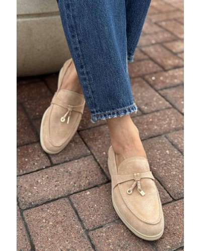 Женские замшевые лоферы Loro Piana Open Walk - Brown