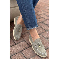 Женские замшевые лоферы Loro Piana Open Walk - Grey